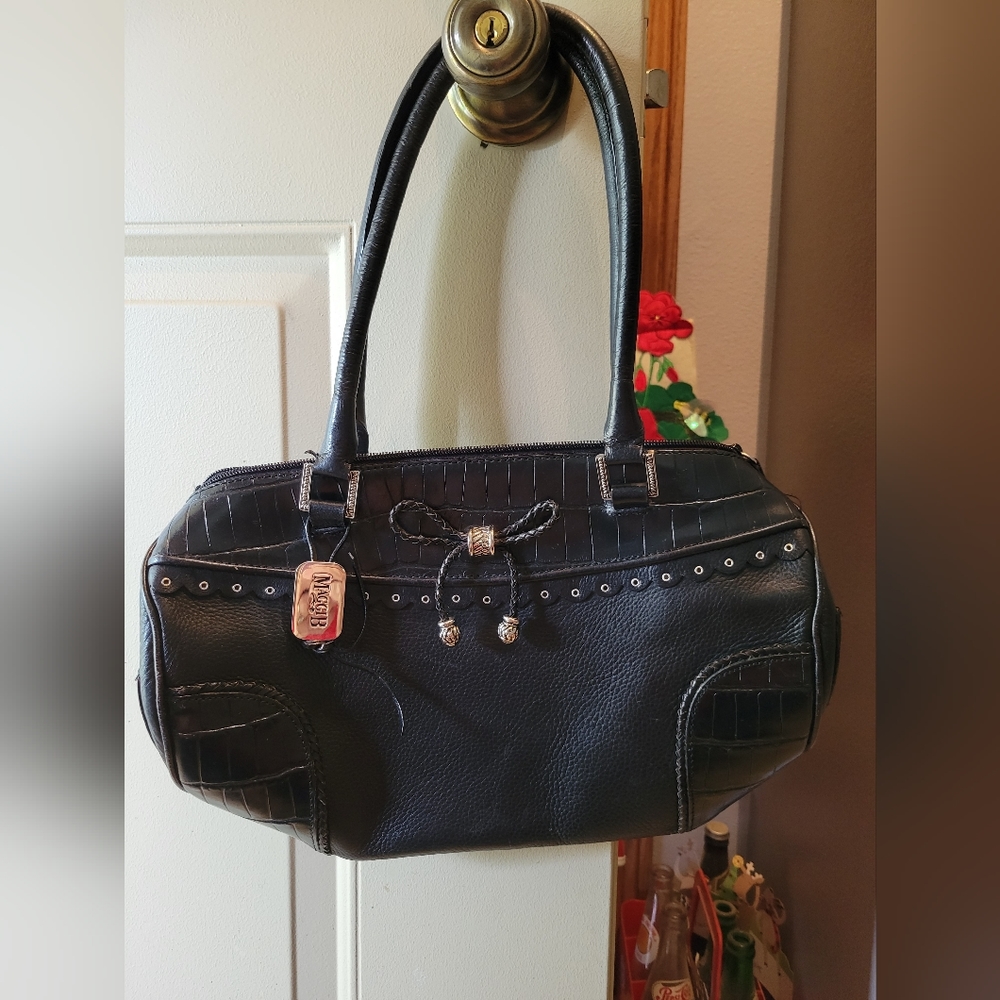 Maggi B black alligator skin texture  purse